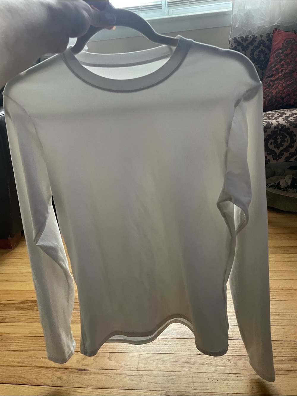 Classic Long-Sleeve Crewneck Top in White
